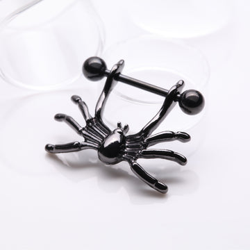Detail View 1 of A Pair of Blackline Spider Dangle Steel Nipple Shield